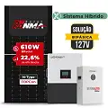 Gerador de Energia Solar Hibrido Luxpower Sem Estrutura SGF 17,08KWP RONMA 610W LXP-LB-BR 10KW AC 127 BIFASICO DC48V BAT. LITIO 15,36kWh