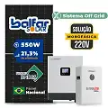 Gerador de Energia Solar Off Grid Interativo Luxpower Sem Estrutura SGF 6,6KWP FINAME 550W GEN-LB-EU 5KW AC 220 MONO DC48V BAT. LITIO 5,12kWh