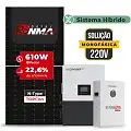 Gerador de Energia Solar Hibrido Luxpower Telhado Fibro Parafuso Madeira SGF 17,08KWP RONMA 610W LXP-LB-BR 10KW AC 220V MONO DC48V BAT. LITIO 15,36kWh