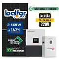 Gerador de Energia Solar Hibrido Luxpower Sem Estrutura SGF 17,6KWP FINAME 550W LXP-LB-BR 5KW AC TRIF. 220V DC48V BAT. LITIO 15,36kWh