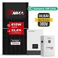 Gerador de Energia Solar Off Grid Interativo Luxpower Telhado Fibro Parafuso Metal SGF 26,84KWP RONMA 610W WPV 5KW AC TRIF. 380V DC48V BAT. LITIO 20,48kWh