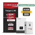 Gerador de Energia Solar Off Grid Interativo Luxpower Telhado Fibro Parafuso Metal SGF 26,84KWP SUNOVA 610W WPV 5KW AC TRIF. 380V DC48V BAT. LITIO 20,48kWh