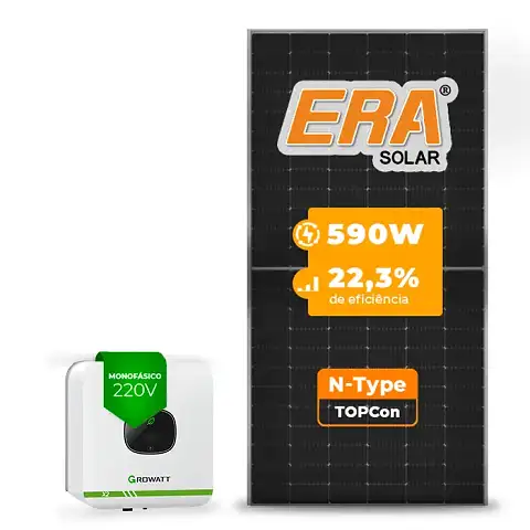 Gerador de Energia Solar On Grid Growatt Telhado Ondulado SGF 3,54KWP ERA N-TYPE MONO 590W MIC X2 3KW 1MPPT MONO 220V