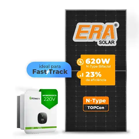 Gerador de Energia Solar On Grid Growatt Sem Estrutura SGF 9,92KWP ERA N-TYPE MONO 620W MIN X2 7.5KW 2MPPT FAST TRACK MONO 220V