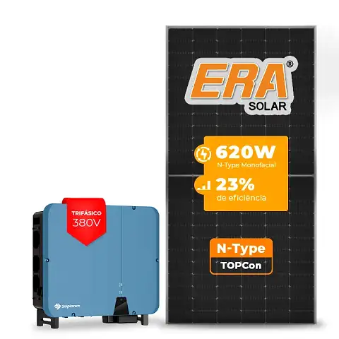 Gerador de Energia Solar On Grid Solplanet Telhado Fibro Parafuso Metal SGF 54,56KWP ERA N-TYPE MONO 620W ASW 50KW 5MPPT TRIF 380V
