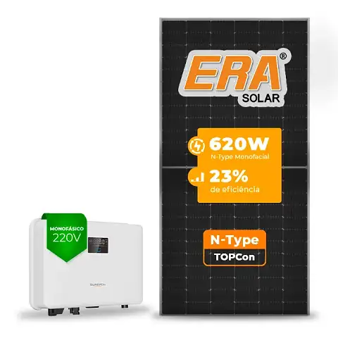 Gerador de Energia Solar On Grid Sungrow Sem Estrutura SGF 4,96KWP ERA N-TYPE MONO 620W SG RS-L 3KW 1MPPT MONO 220V