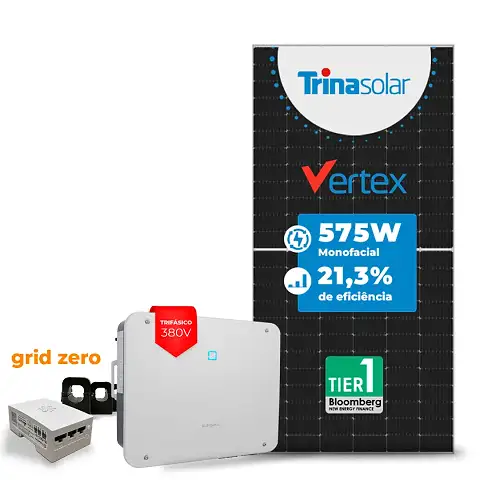 Gerador de Energia Solar Grid Zero Sungrow Laje Inclinação SGF 64,40KWP TRINA VERTEX 575W SG P2 50KW 4MPPT TRIF 380V