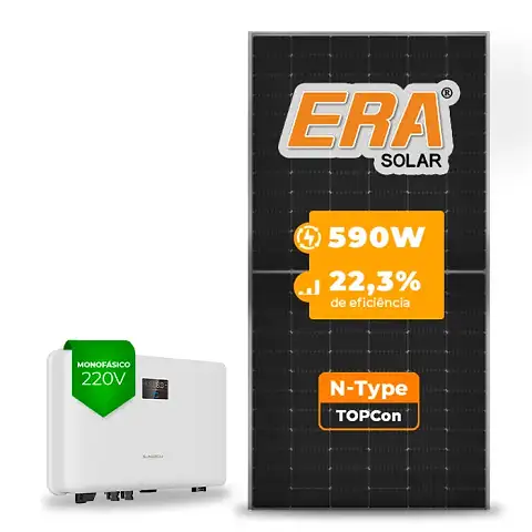 Gerador de Energia Solar On Grid Sungrow Sem Estrutura SGF 5,90KWP ERA N-TYPE MONO 590W SG RS-L 6KW 2MPPT MONO 220V
