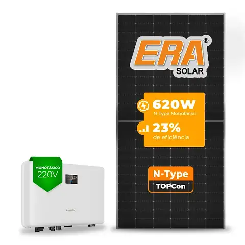 Gerador de Energia Solar On Grid Sungrow Telhado Fibro Parafuso Metal SGF 4,96KWP ERA N-TYPE MONO 620W SG RS-L 5KW 2MPPT MONO 220V