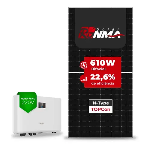 Gerador de Energia Solar On Grid Sungrow Telhado Fibro Parafuso Metal SGF 7,93KWP RONMA 610W BIFACIAL SG RS-L 6KW 2MPPT MONO 220V