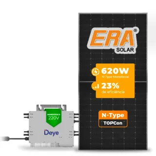 Gerador de Energia Solar Microinversor DEYE Telhado Fibro Parafuso Metal SGF 2,48KWP ERA N-TYPE MONO 620W SUN 2.25KW 4MPPT MONO 220V