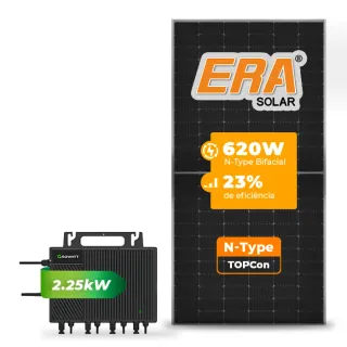 Gerador de Energia Solar Microinversor Growatt Telhado Metálico Mini Trilho SGF 2,48KWP ERA N-TYPE MONO 620W NEO 2.25KW 4MPPT MONO 220V