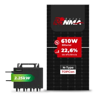 Gerador de Energia Solar Microinversor Growatt Telhado Metálico Mini Trilho SGF 2,44KWP RONMA 610W BIFACIAL NEO 2.25KW 4MPPT MONO 220V