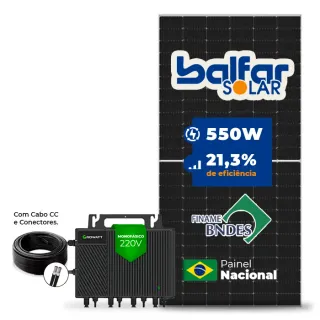 Gerador de Energia Solar Microinversor Growatt Telhado Metálico Mini Trilho SGF 2,2KWP BALFAR FINAME 550W NEO 2KW 4MPPT MONO 220V COM CABO