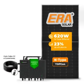 Gerador de Energia Solar Microinversor Growatt Telhado Metálico Mini Trilho SGF 2,48KWP ERA N-TYPE MONO 620W NEO 2KW 4MPPT MONO 220V COM CABO