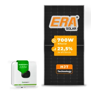 Gerador de Energia Solar On Grid Growatt Laje Inclinação SGF 3,50KWP ERA HJT BIFACIAL 700W MIC X2 3KW 1MPPT MONO 220V