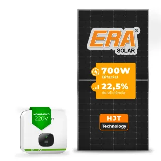 Gerador de Energia Solar On Grid Growatt Laje Inclinação SGF 5,60KWP ERA HJT BIFACIAL 700W MIN X2 5KW 2MPPT MONO 220V