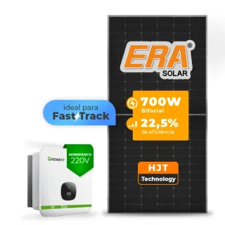 Gerador de Energia Solar On Grid Growatt Laje Inclinação SGF 7,00KWP ERA HJT BIFACIAL 700W MIN X2 7.5KW 2MPPT FAST TRACK MONO 220V
