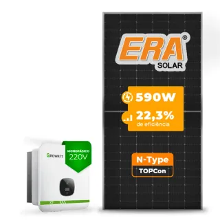 Gerador de Energia Solar On Grid Growatt Telhado Ondulado SGF 5,90KWP ERA N-TYPE MONO 590W MIN X2 7.5KW 2MPPT MONO 220V