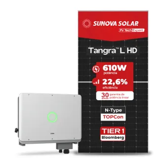 Gerador de Energia Solar On Grid SAJ Telhado Fibro Parafuso Madeira SGF 31,72KWP SUNOVA N-TYPE MONO 610W SAJ T3 30KW 2MPPT TRIF 380V