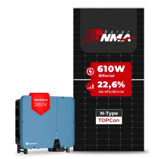 Gerador de Energia Solar On Grid Solplanet Sem Estrutura SGF 53,68KWP RONMA 610W BIFACIAL ASW 50KW 5MPPT TRIF 380V