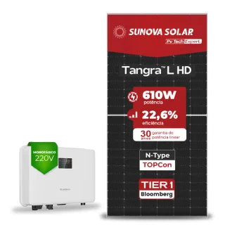 Gerador de Energia Solar On Grid Sungrow Sem Estrutura SGF 3,05KWP SUNOVA N-TYPE MONO 610W SG RS-L 3KW 1MPPT MONO 220V