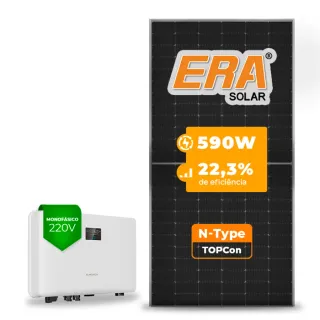 Gerador de Energia Solar On Grid Sungrow Telhado Fibro Parafuso Metal SGF 4,72KWP ERA N-TYPE MONO 590W SG RS-L 5KW 2MPPT MONO 220V