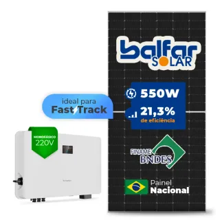 Gerador de Energia Solar On Grid Sungrow Solo Mesa 8 Painéis SGF 5,50KWP BALFAR FINAME 550W SG RS-L 7.5KW 2MPPT FAST TRACK MONO 220V