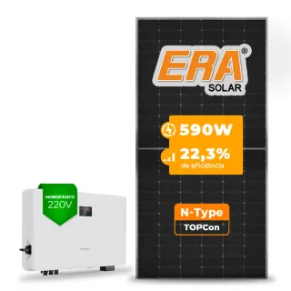 Gerador de Energia Solar On Grid Sungrow Telhado Fibro Parafuso Metal SGF 8,26KWP ERA N-TYPE MONO 590W SG RS-L 8KW 2MPPT MONO 220V